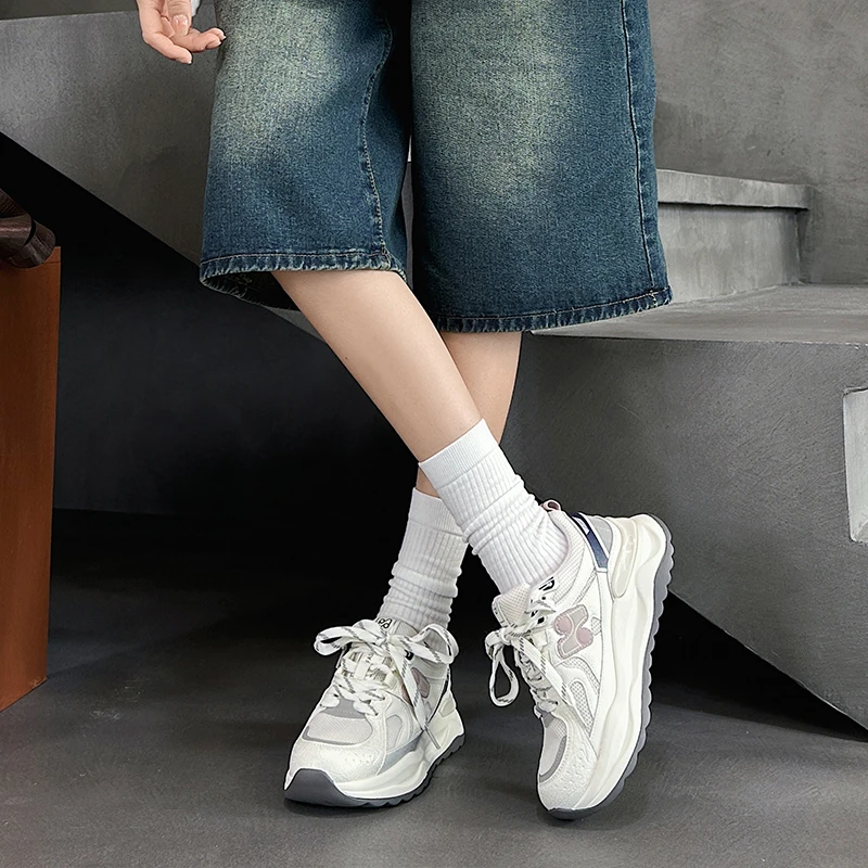 【轻便出行】真皮网面透气老爹鞋轻便舒适百搭运动休闲鞋B7508#9857