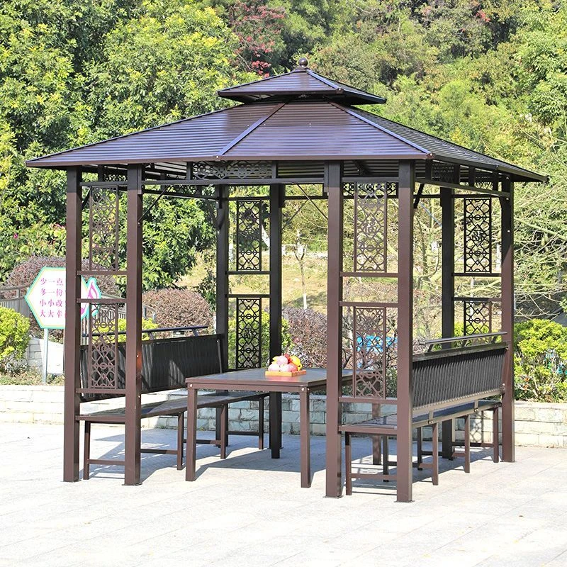 户外凉亭庭院花园四角亭子铁艺室外别墅休闲楼顶露台铝合金遮阳棚