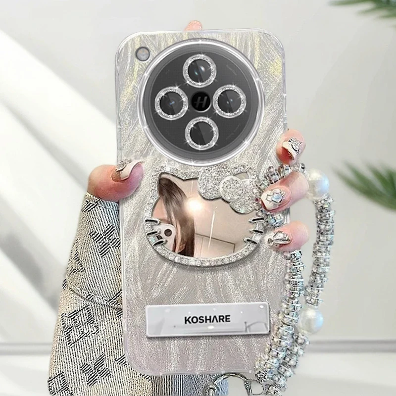 自带镜头膜OPPOFindX8手机壳镶钻kt猫镜子PKB110全包findx8pro羽