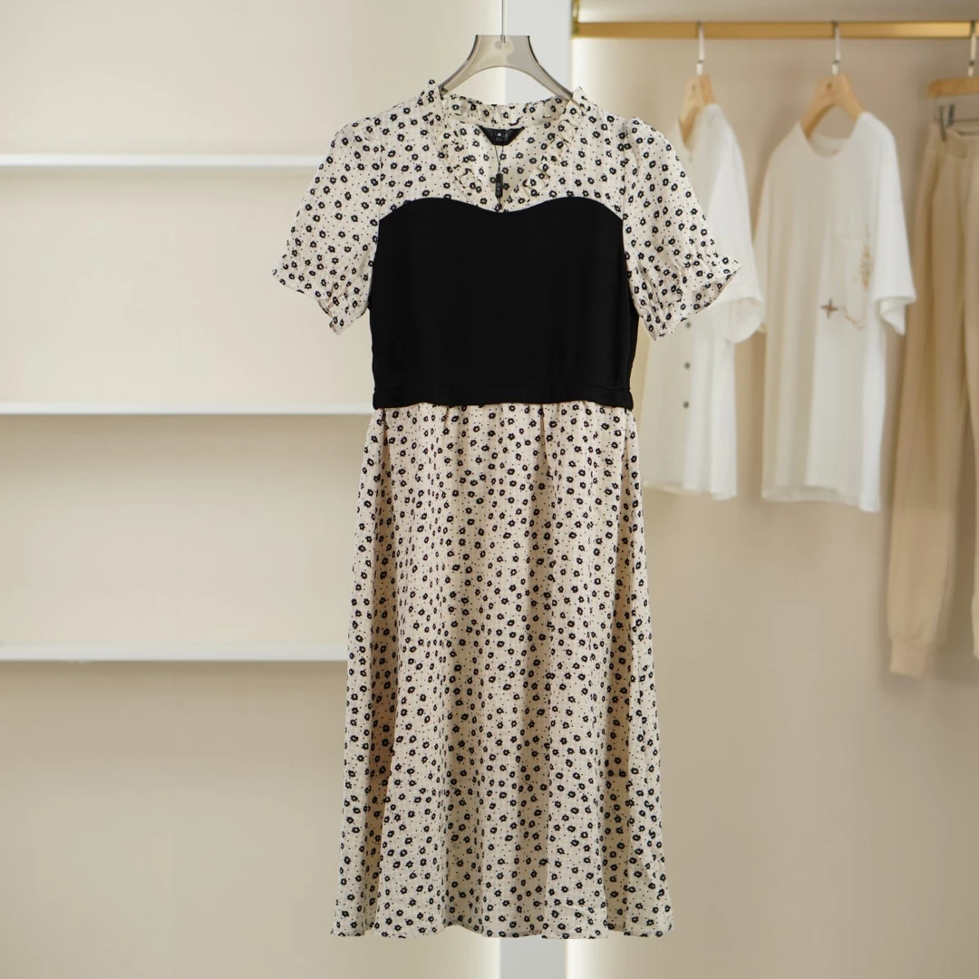 麦迪尚品【白LY】50416236 夏季气质拼接连衣裙品牌撤柜 D4组