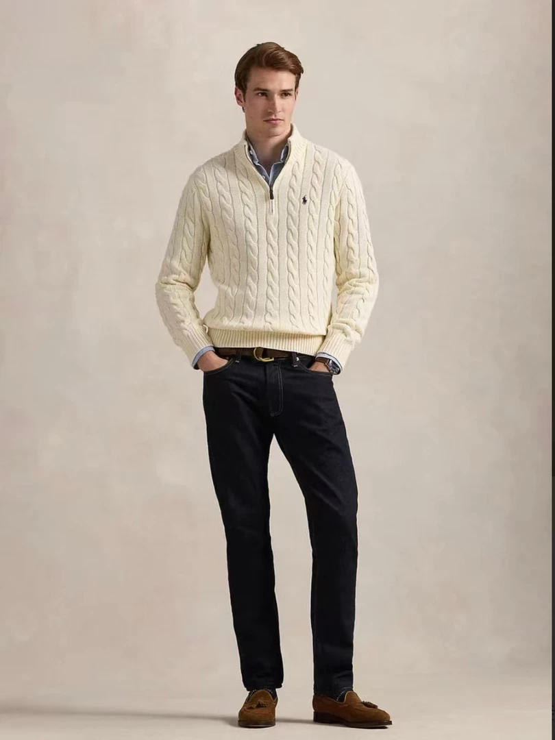 【专属】半拉链小立领针织毛衣