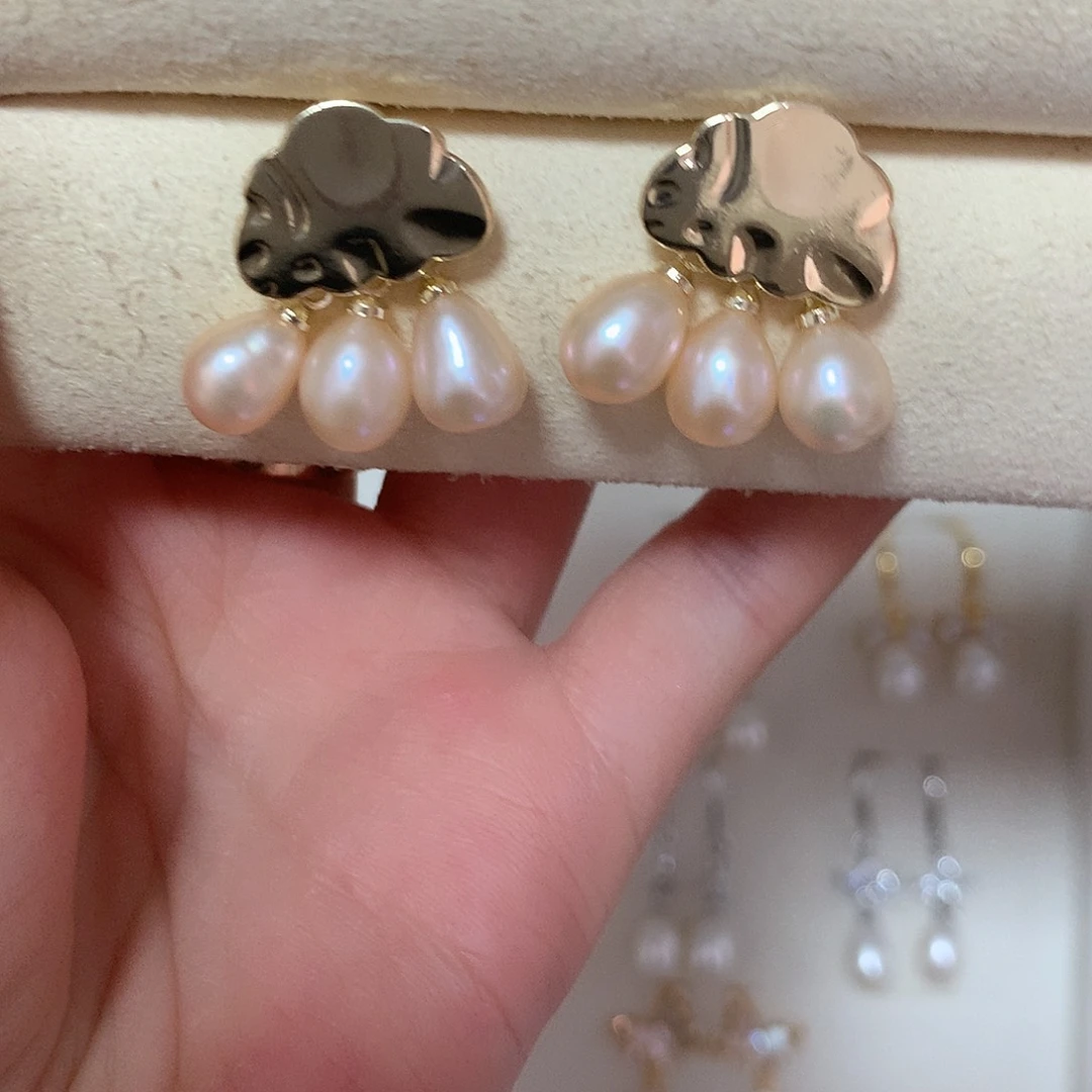 淡水珍珠耳饰合金