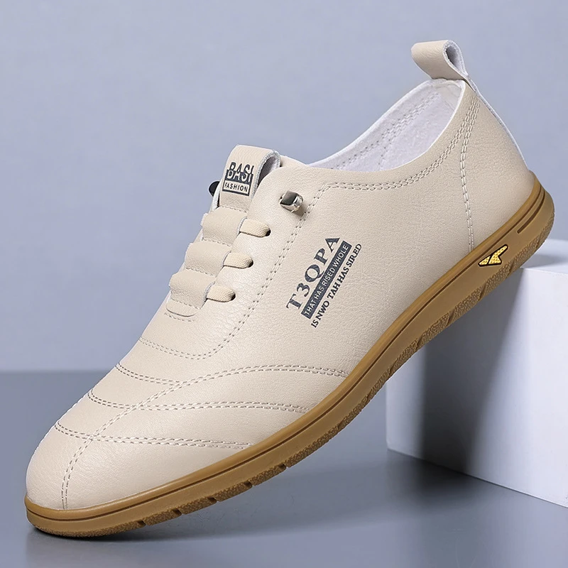 半粒面平跟休闲皮鞋软皮男款皮鞋时尚皮鞋春季潮流夏季商务正装