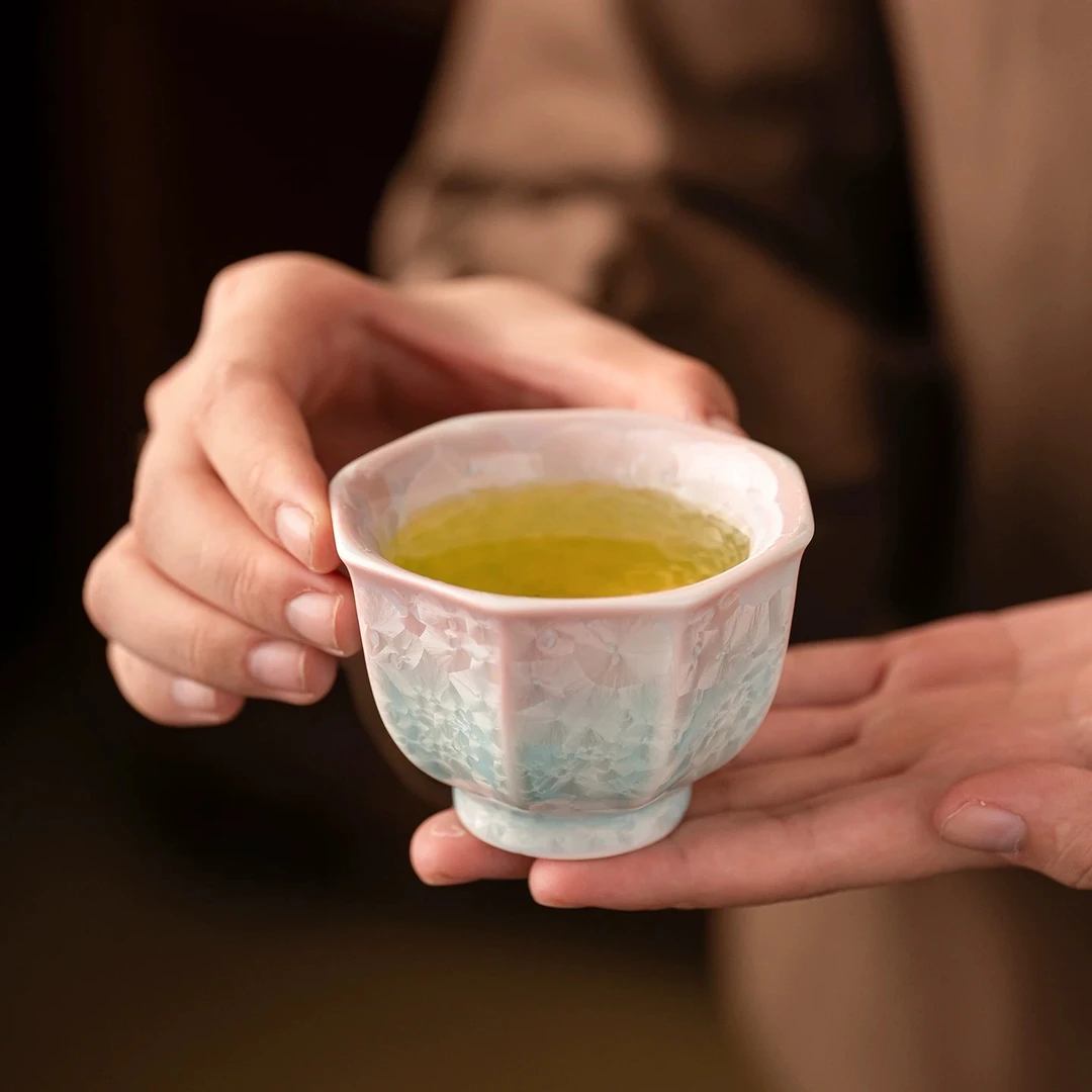 女士精致茶杯个人专用茶杯陶瓷功夫茶具压手杯主人杯品茗杯八方杯