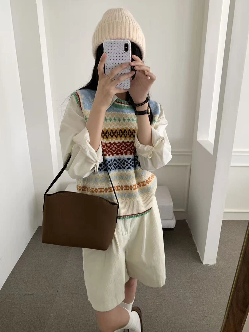 M3009【春野】韩系百搭田园甜美秋冬针织马甲女