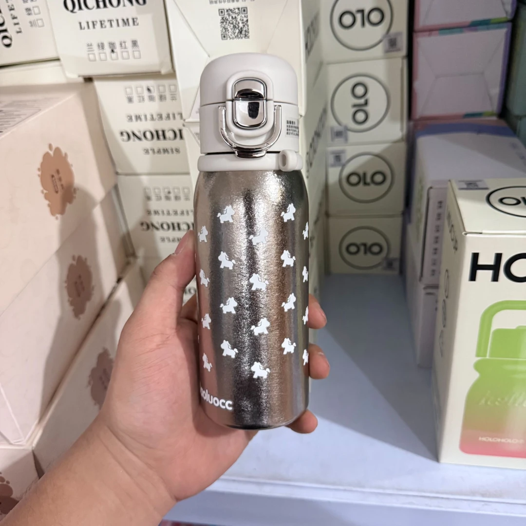 双层纯钛保温杯女高颜值水杯儿童钛杯保温水杯轻奢高级感吸管杯子
