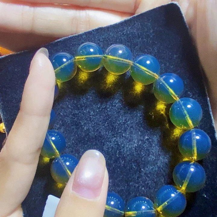 蓝珀未镶嵌珠宝奇石墨西哥蓝珀手串13