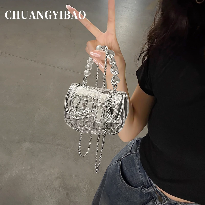 迷你小包包女2025新款高级质感小众设计时尚珍珠链条手提斜挎包