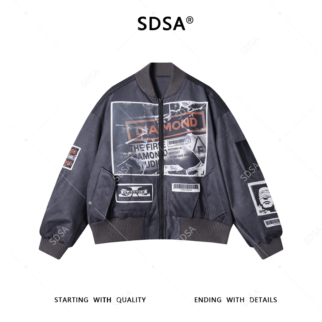 SDSA男士秋冬新款痞帅男装美式高街风羽绒服棒球领外套百搭时尚