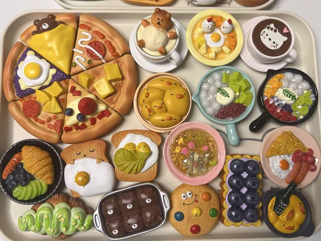 磁吸3D立体真全国各地小吃美食食玩冰箱贴装饰贴平拆9包