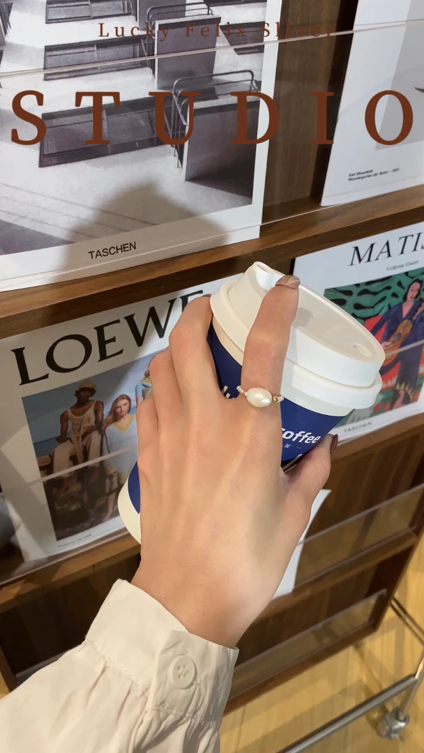 925银戒指 L&F【碎银子珍珠】 天然通体纯银撞色个性弹力绳时尚