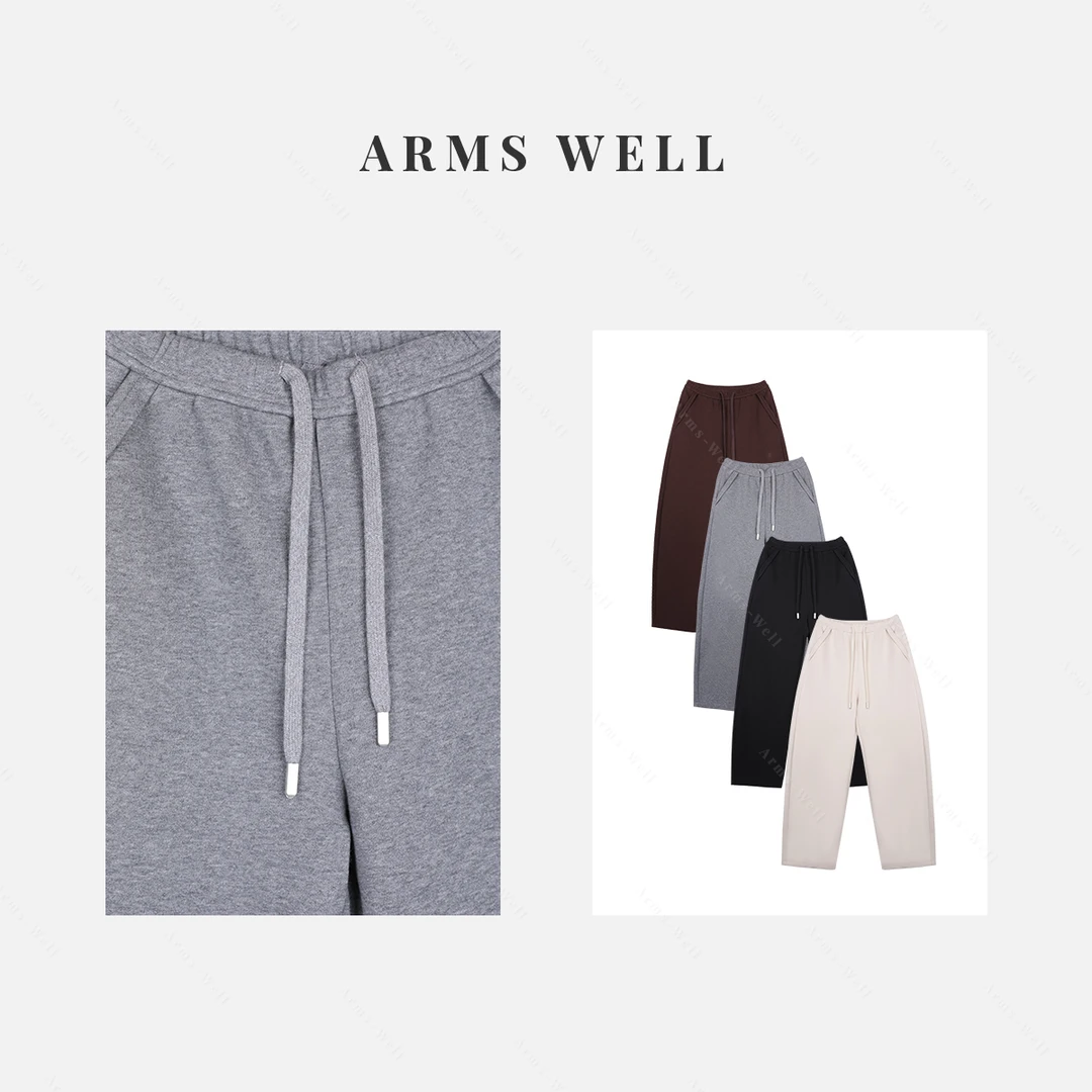 ARMS WELL王囡囡 米白/灰/咖/黑色抽绳松紧腰休闲裤 S183