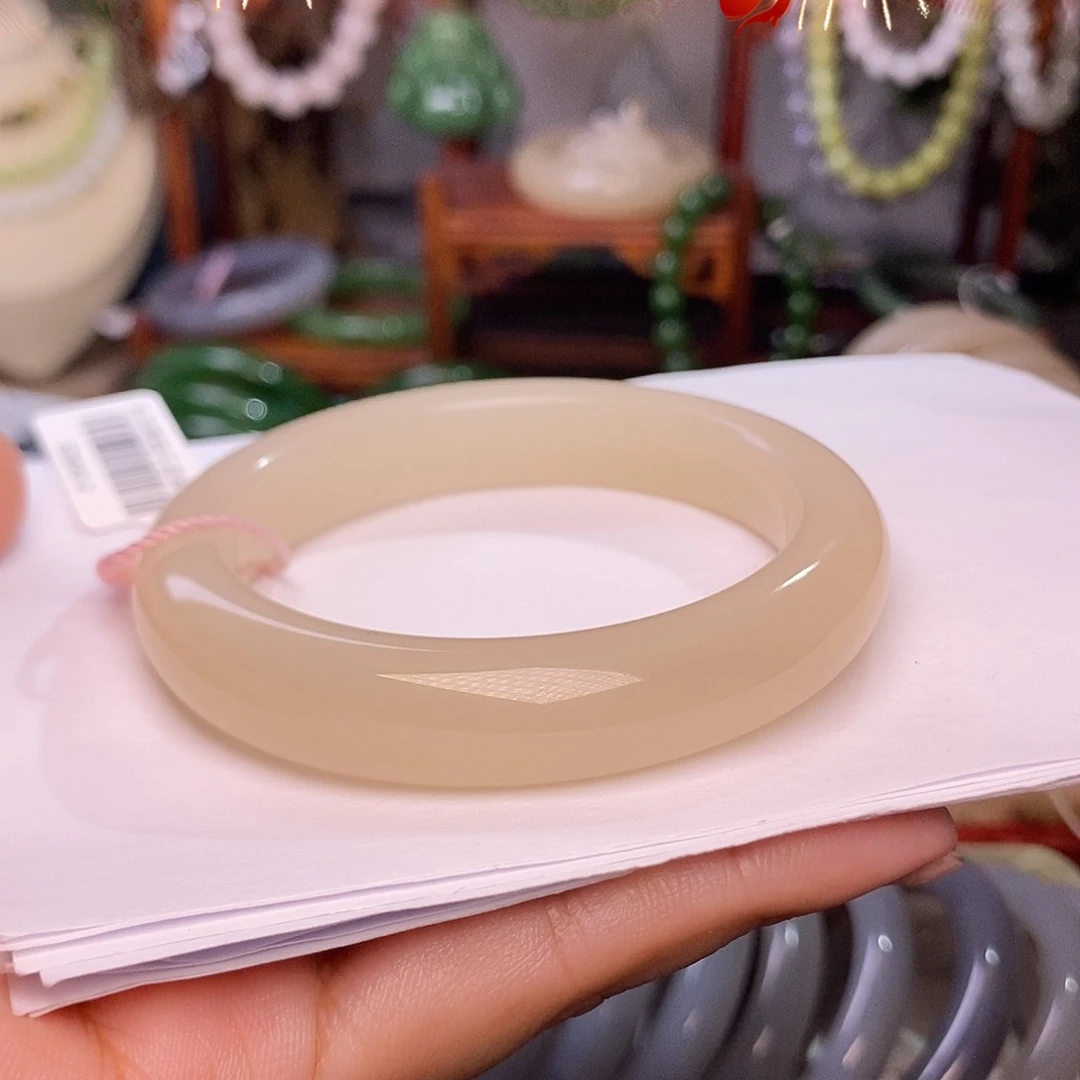 和田玉烟紫冰底老料收藏手镯57.5圈未镶嵌