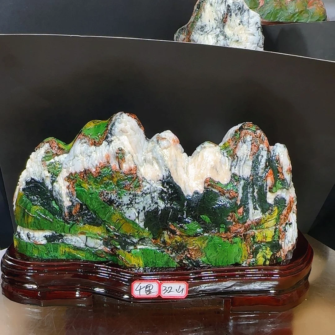 草***根青海七彩石石头摆件