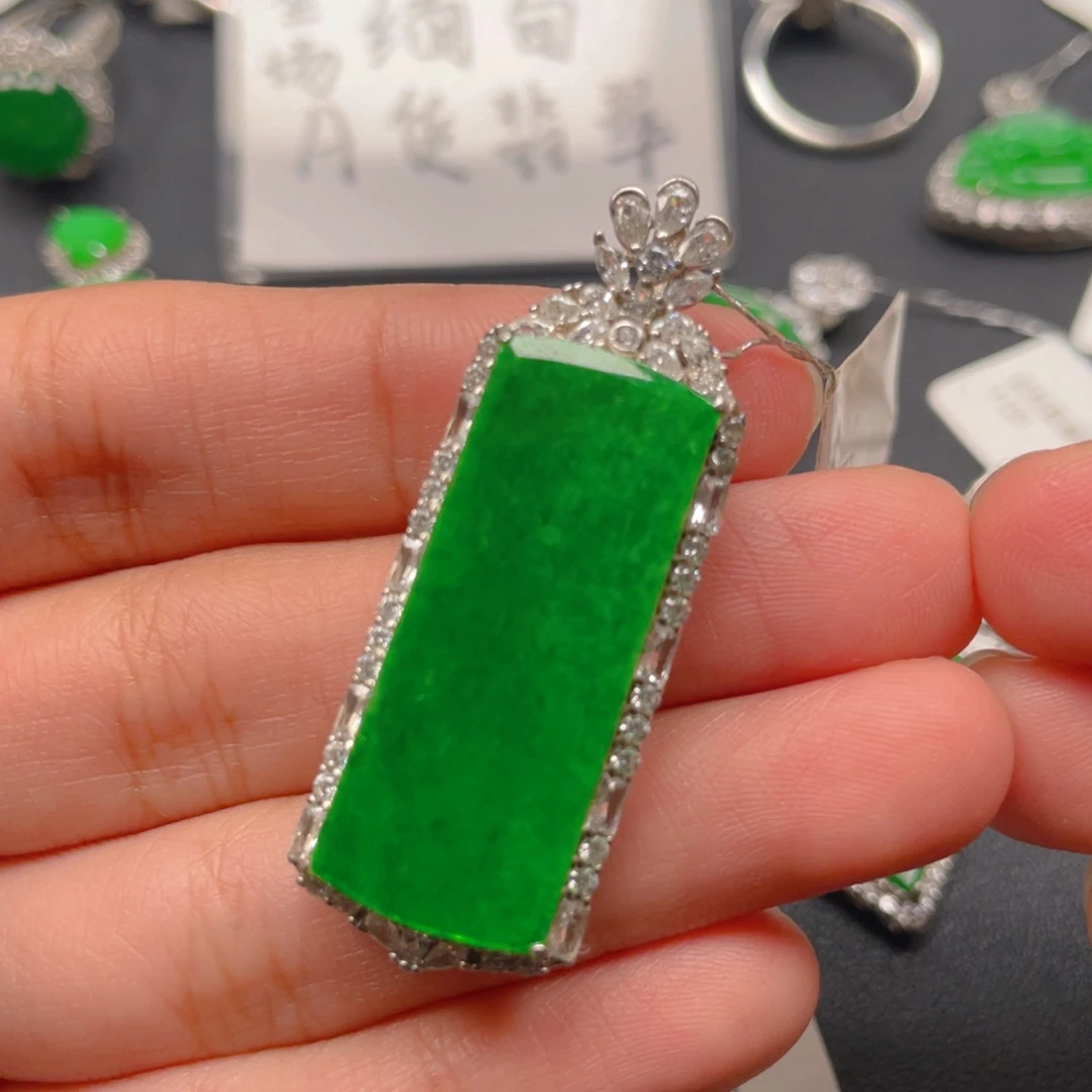 翡翠银S925镶嵌吊坠(不含链)