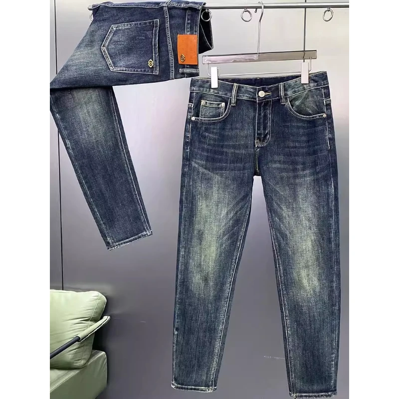 高端牛仔裤男2025春季新款潮牌宽松小直筒弹力休闲潮流男士长裤子