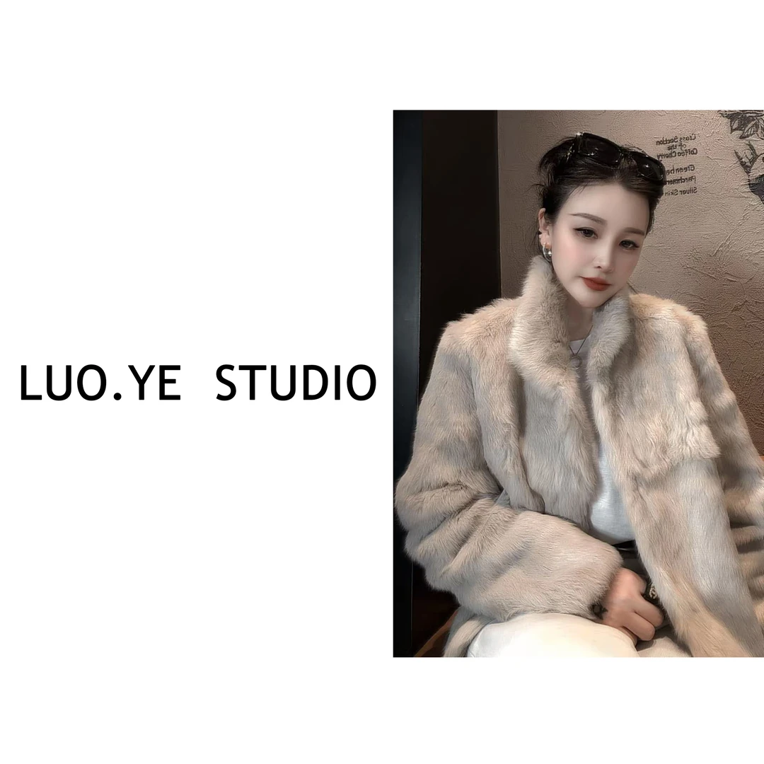 罗爷 · 【围炉夜语】欧货兔毛短款外套女2025秋冬新款加绒