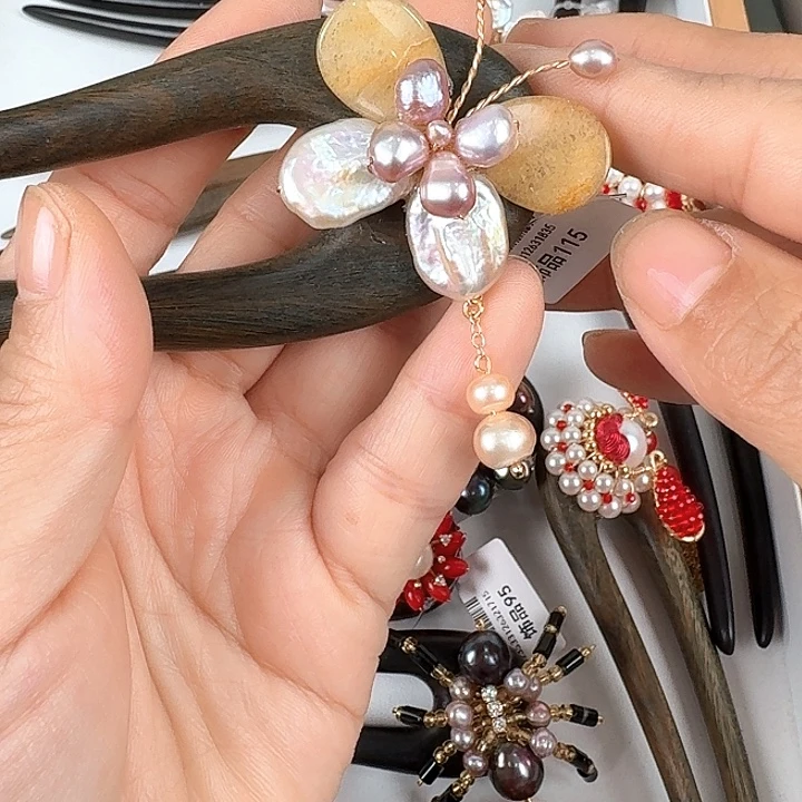 淡水珍珠发饰未镶嵌