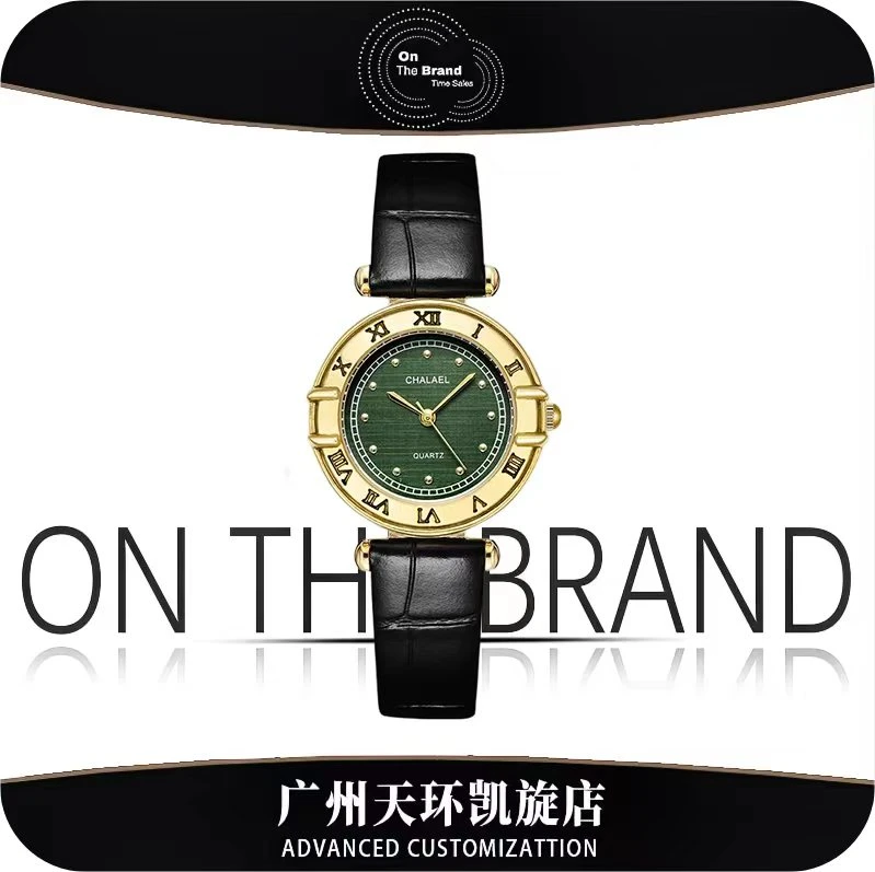 047新款高档中古风女表小众布纹盘石英腕表女士复古罗马手表