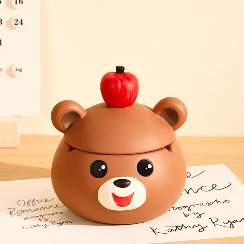 苹果布莱熊可爱高颜值烟灰缸防飞灰家用客厅办公室陶瓷高级感轻奢