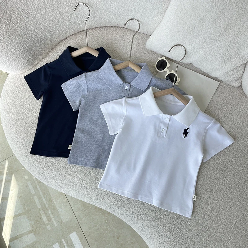 男童夏季纯色短袖POLO衫夏装短款小童上衣宝宝夏天简约款短袖
