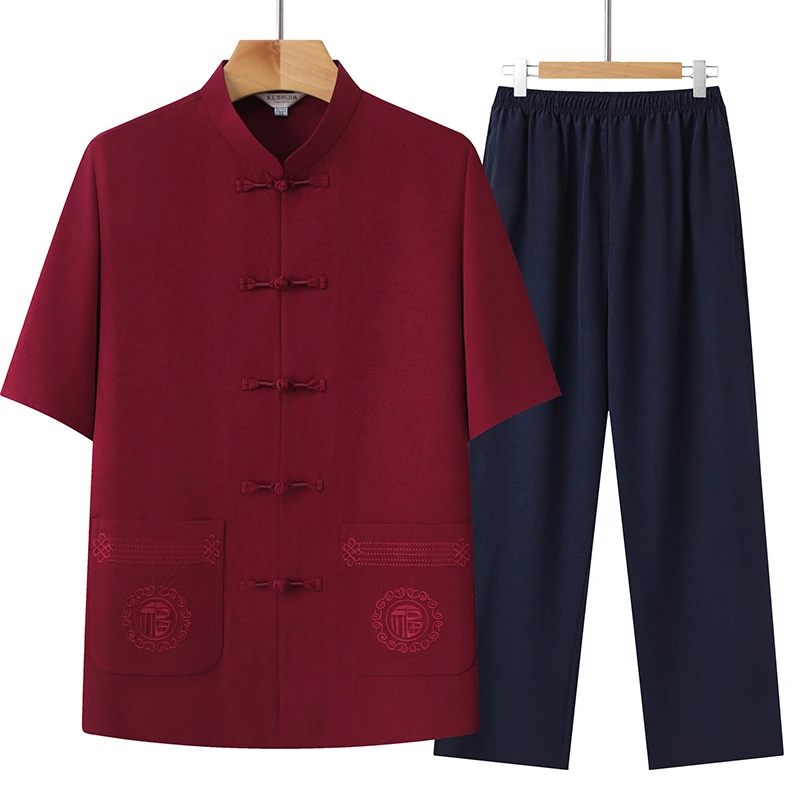 【双福】中老年爸爸装2025夏季新款唐装时尚休闲套装晨练服国风套装