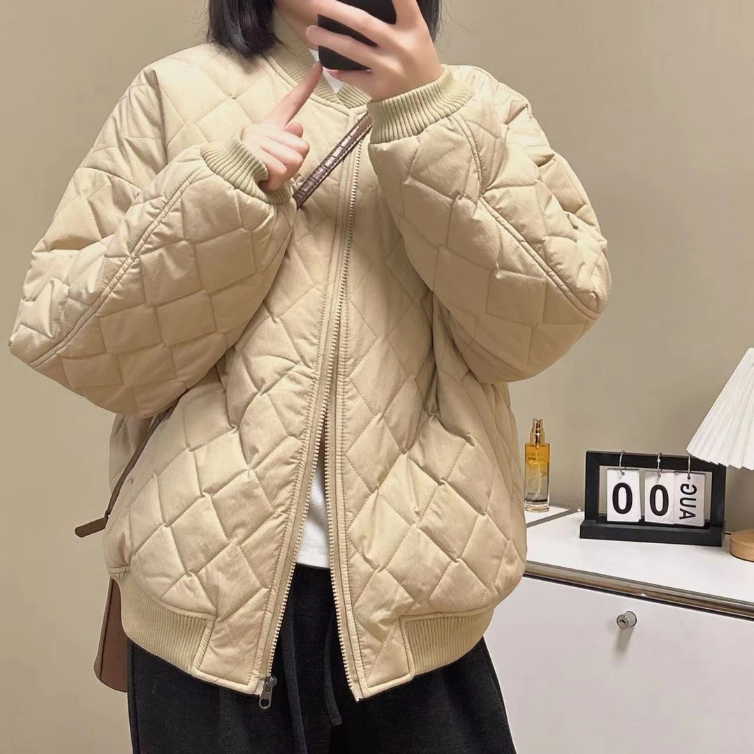 GTNER菱格棒球领棉服Y0080