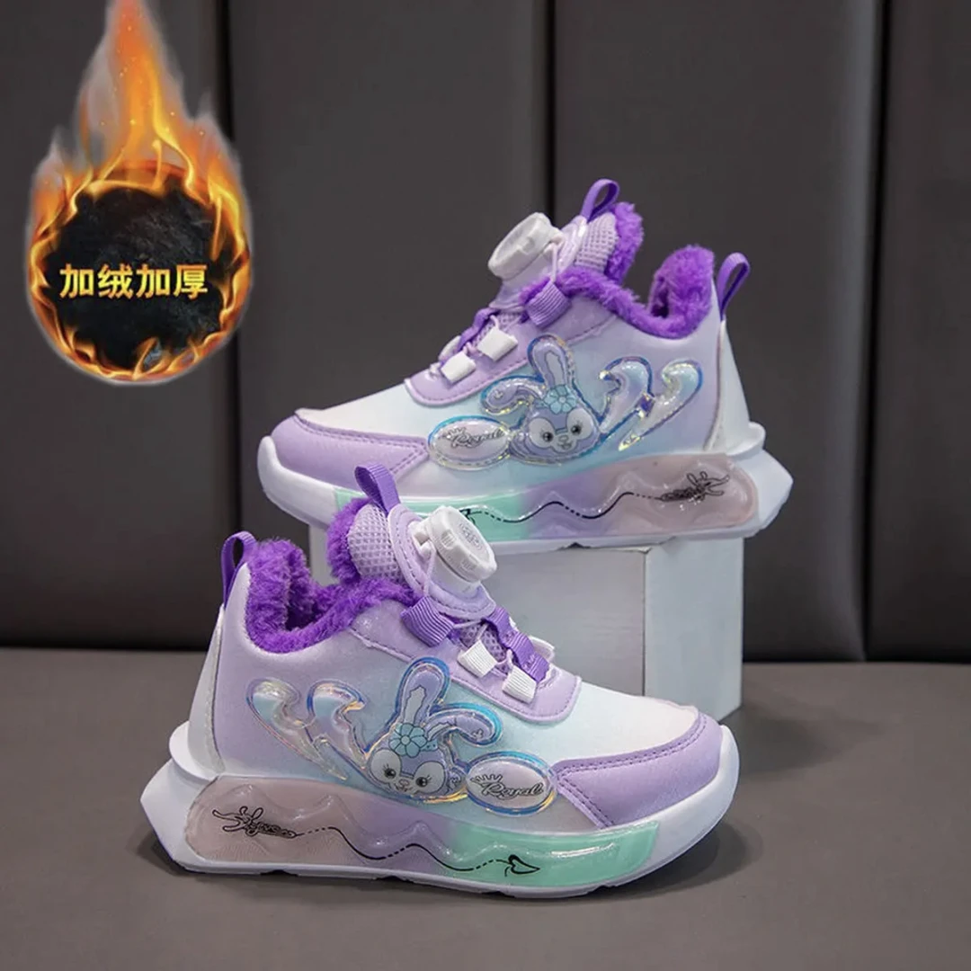 大棉女童鞋子旋转新款2025运动鞋公主软底纽扣休闲鞋加绒鞋子816