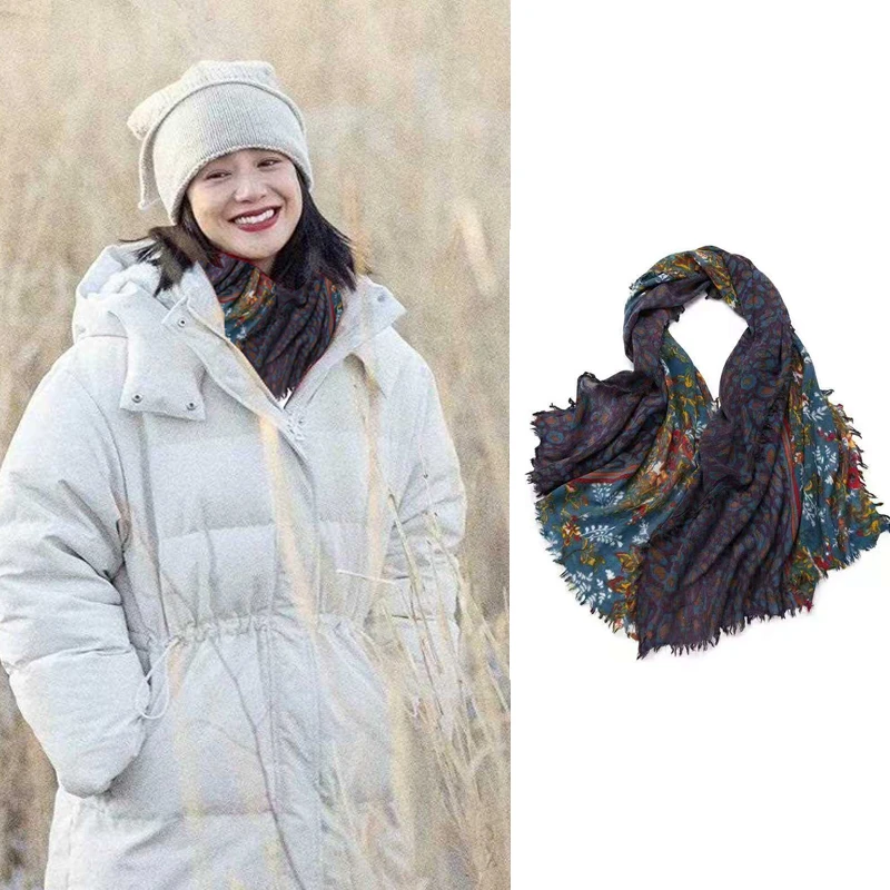 （ZHOU韵同款）意大利水煮羊毛印花围巾