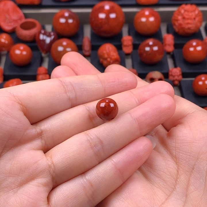 南红玛瑙火焰纹圆珠单珠10.7MM未镶嵌