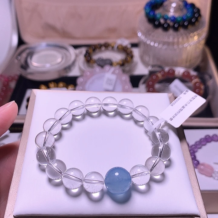 水晶手链未镶嵌白水晶海蓝