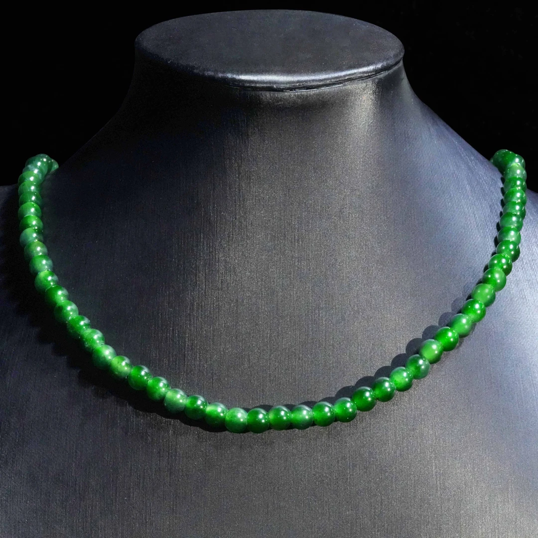 天然A货翡翠大米珠串珠颈饰项链百搭大气轻奢多样性发一条