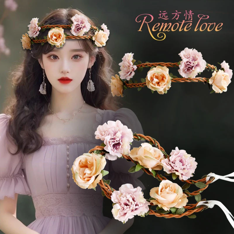 remote love/远方情超仙双层藤条花环唯美新娘发箍公主头饰T2516