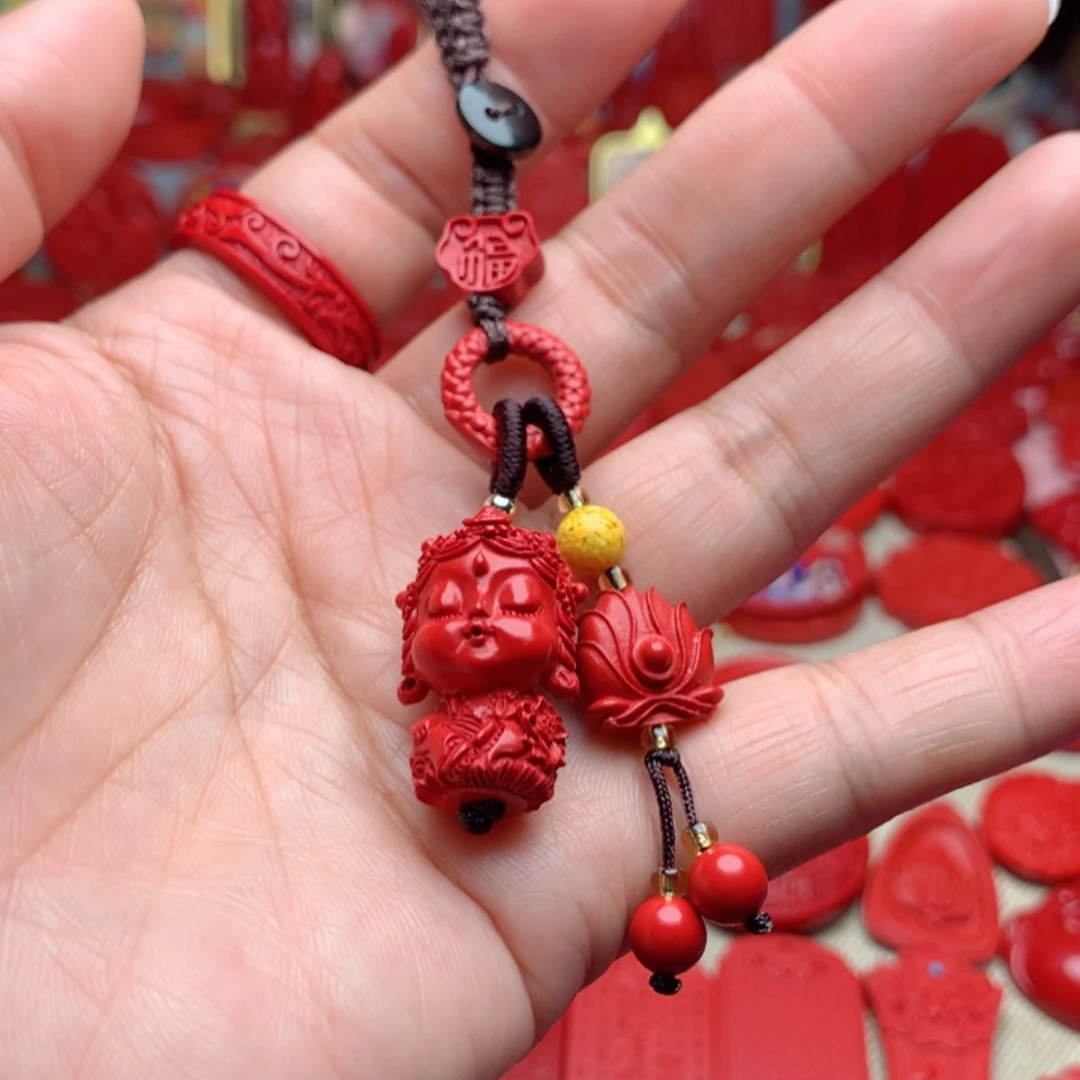 天然辰砂工艺品朱砂钥匙扣