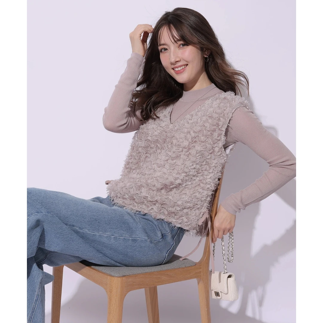 【MonTendre】夏季新款 A 时尚针织小众女装绑带纯色开叉流苏马甲