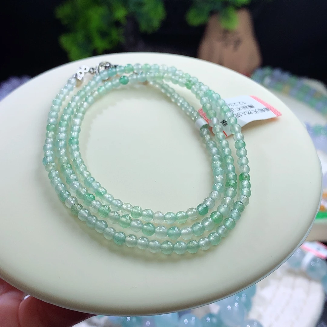 项链未镶嵌翡翠冰起荧光 马卡龙 卡3.3mm