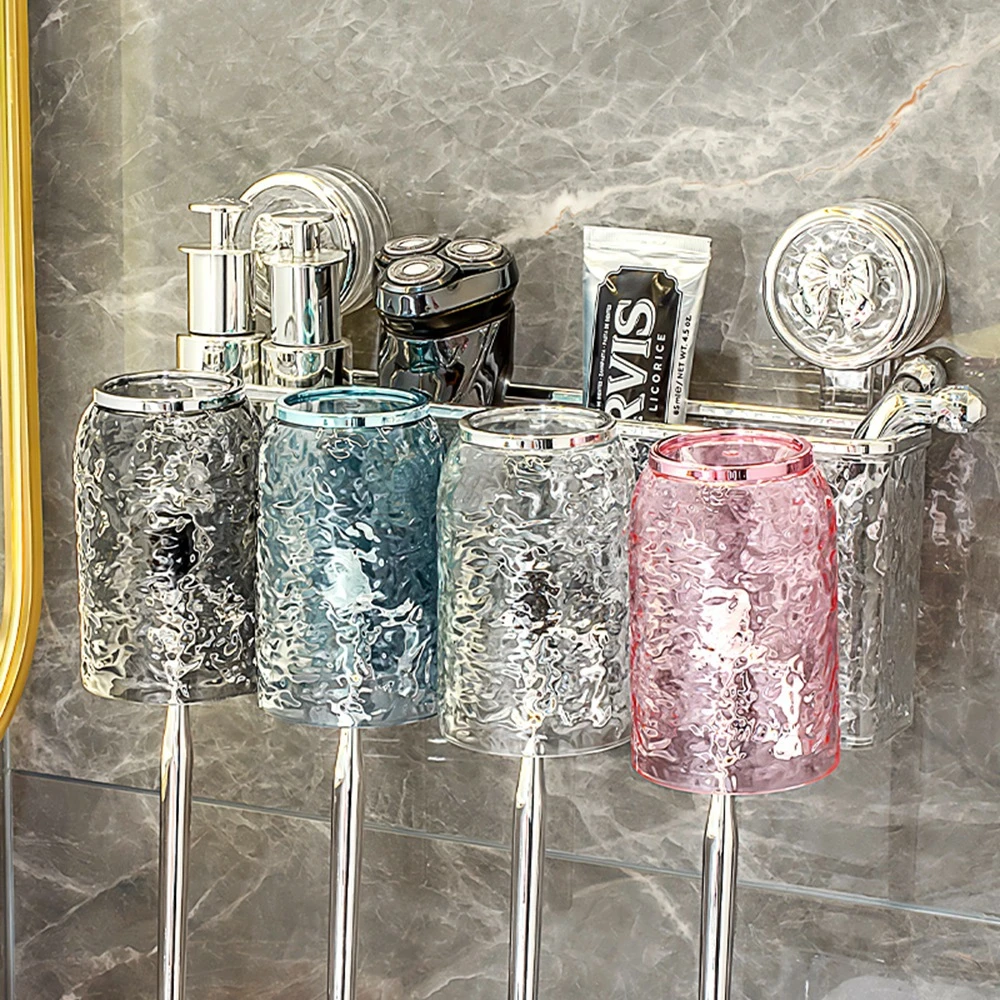 吸盘牙刷置物架免打孔漱口杯刷牙杯壁挂式家庭卫生间牙刷牙膏架子