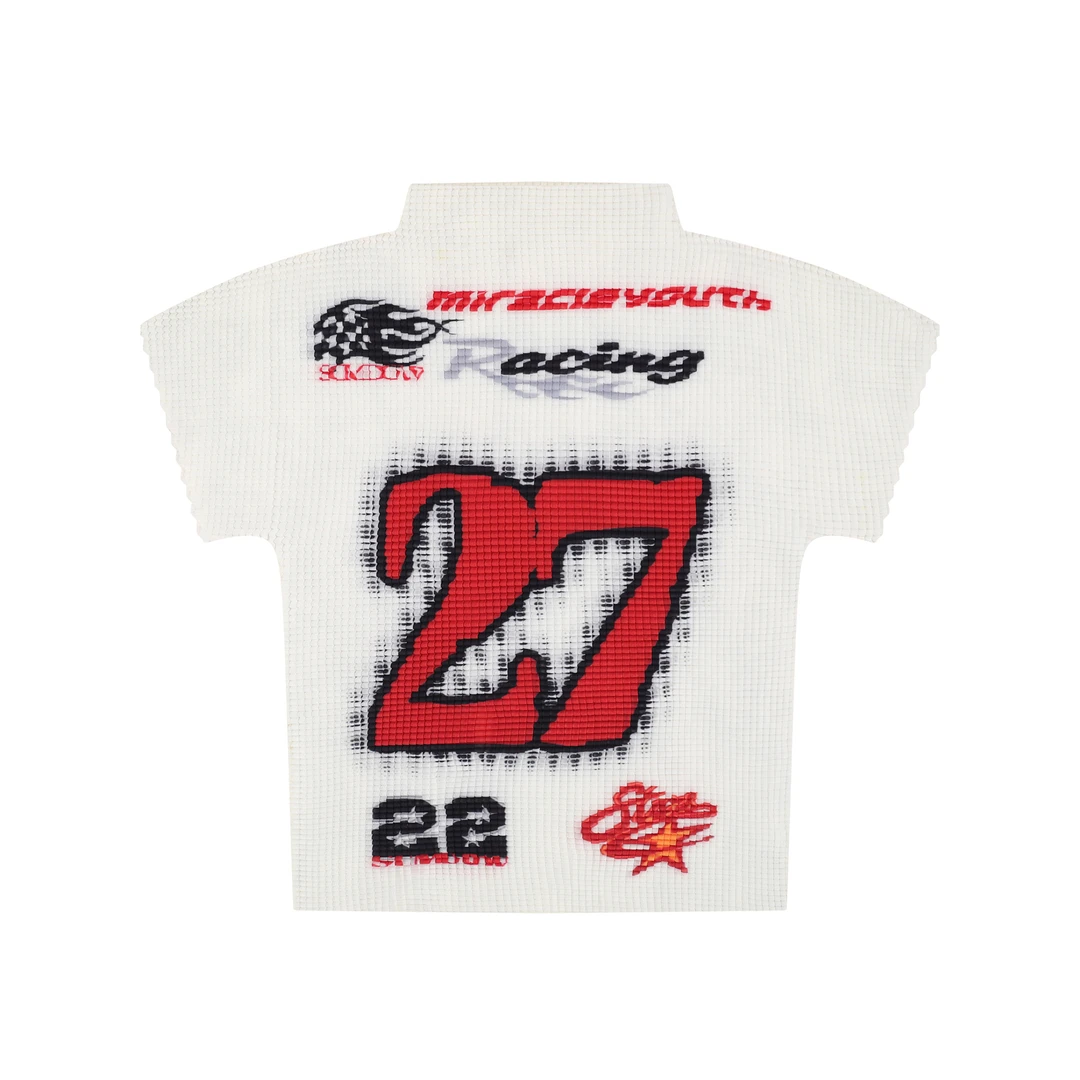 GEEKERS怪胎 夏季复古辣妹简约字母套头T恤女褶皱露肚脐短袖上衣