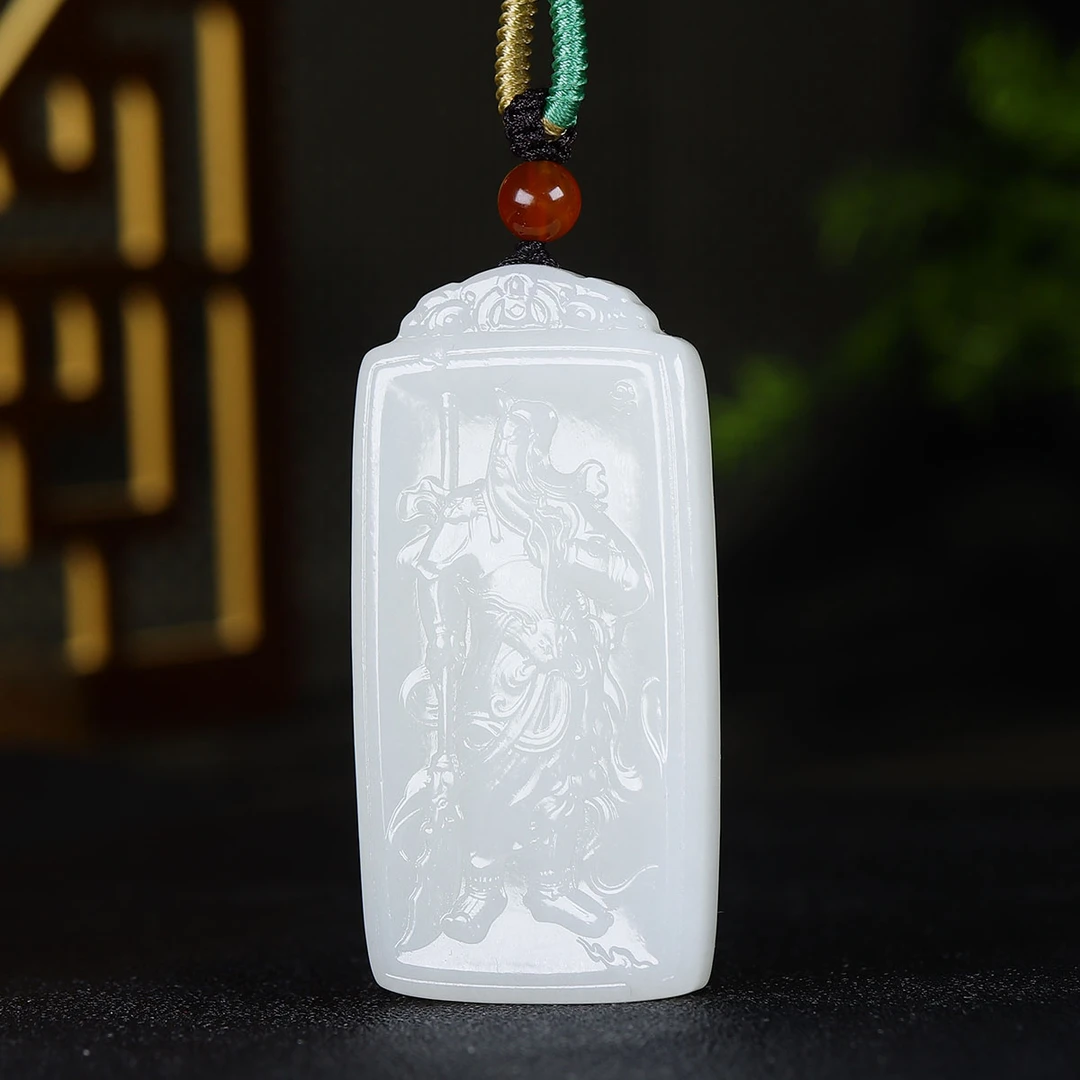 122351和田玉白玉关公玉牌