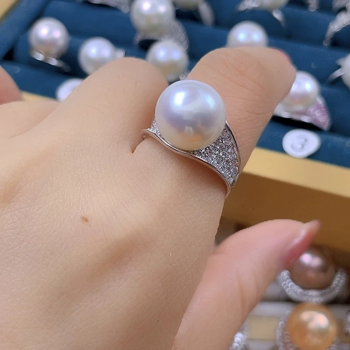 ****⁴淡水珍珠戒指银S925镶嵌