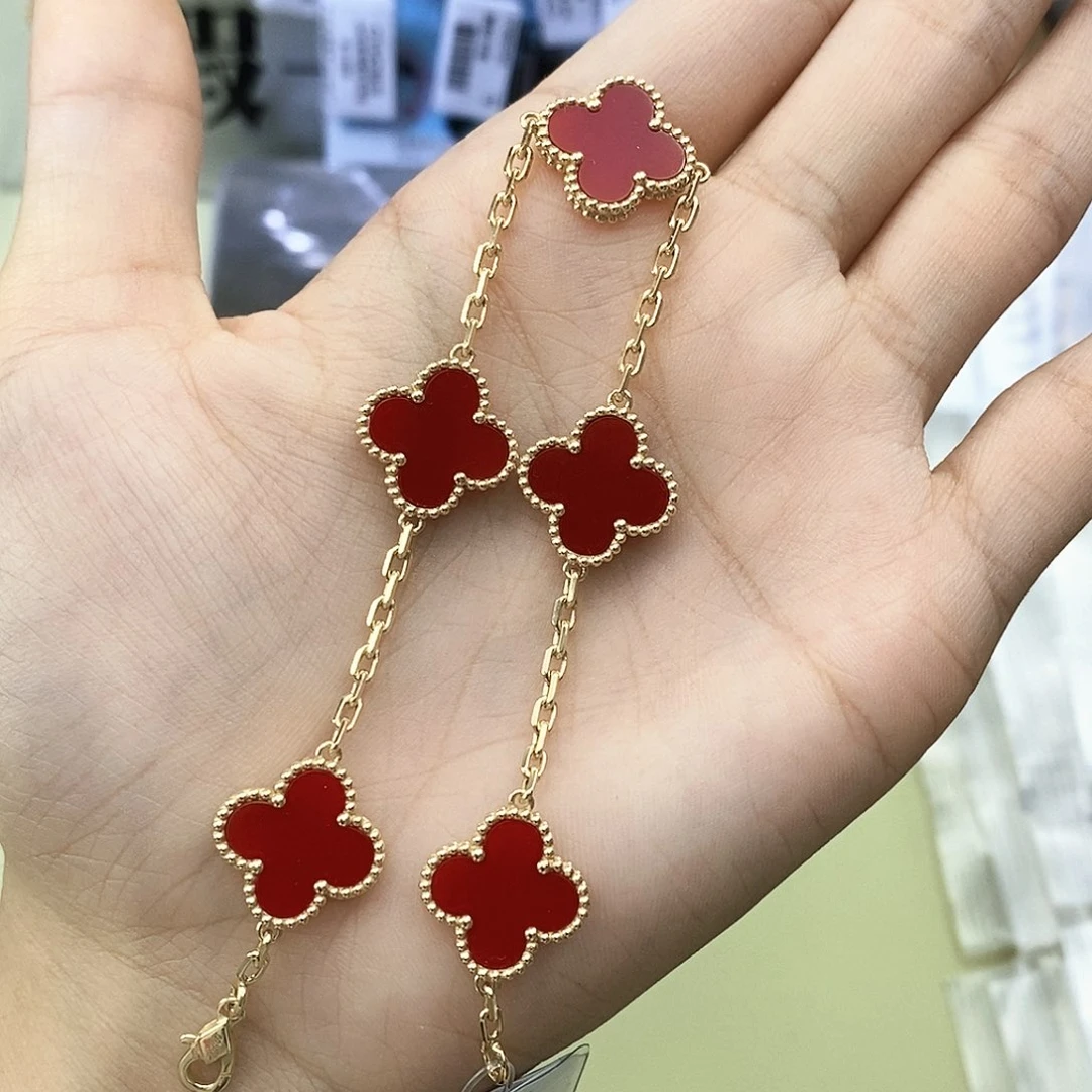 玛瑙/玉髓手链18K金镶嵌浅金色