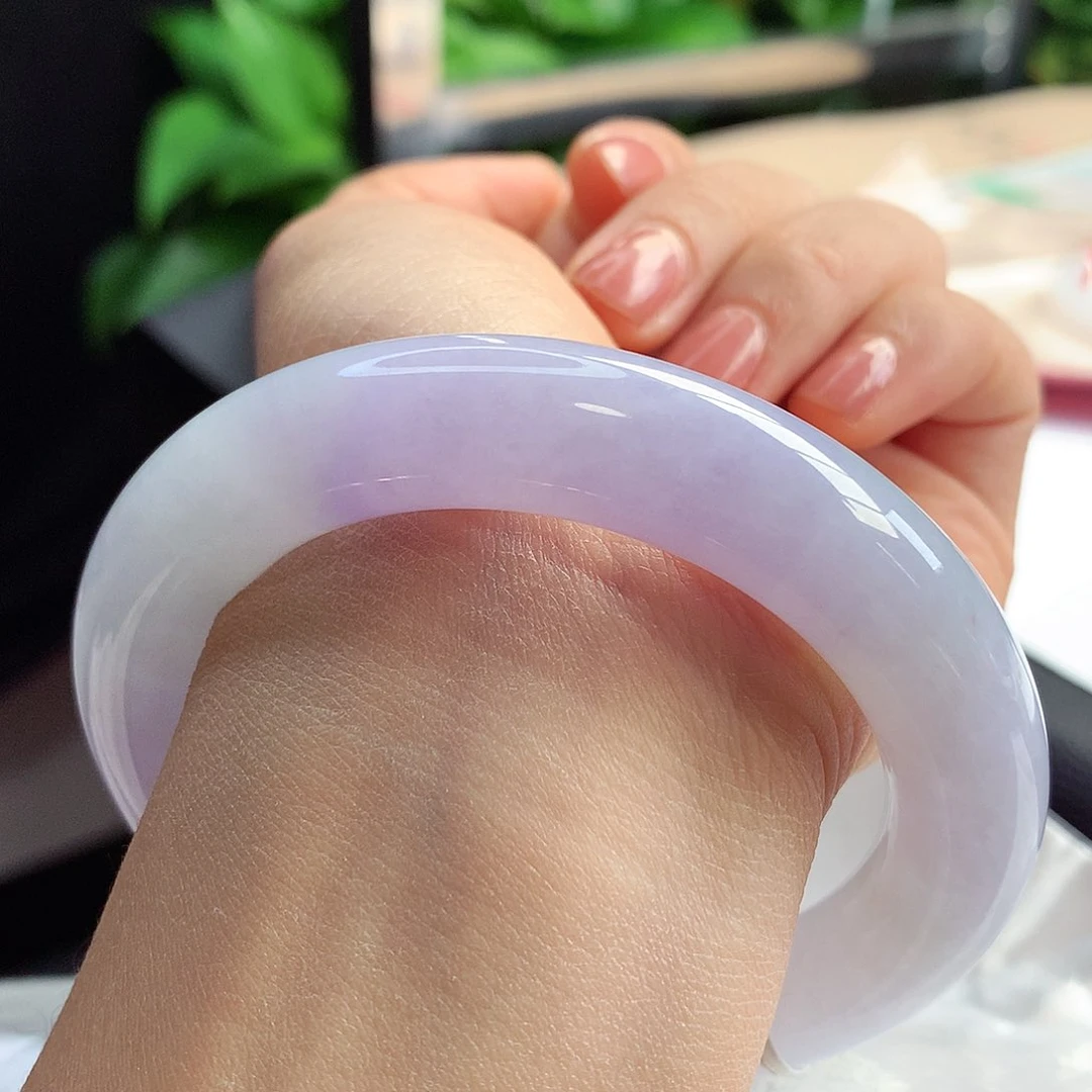 未镶嵌手镯翡翠56-57圈口紫罗兰不失色5号