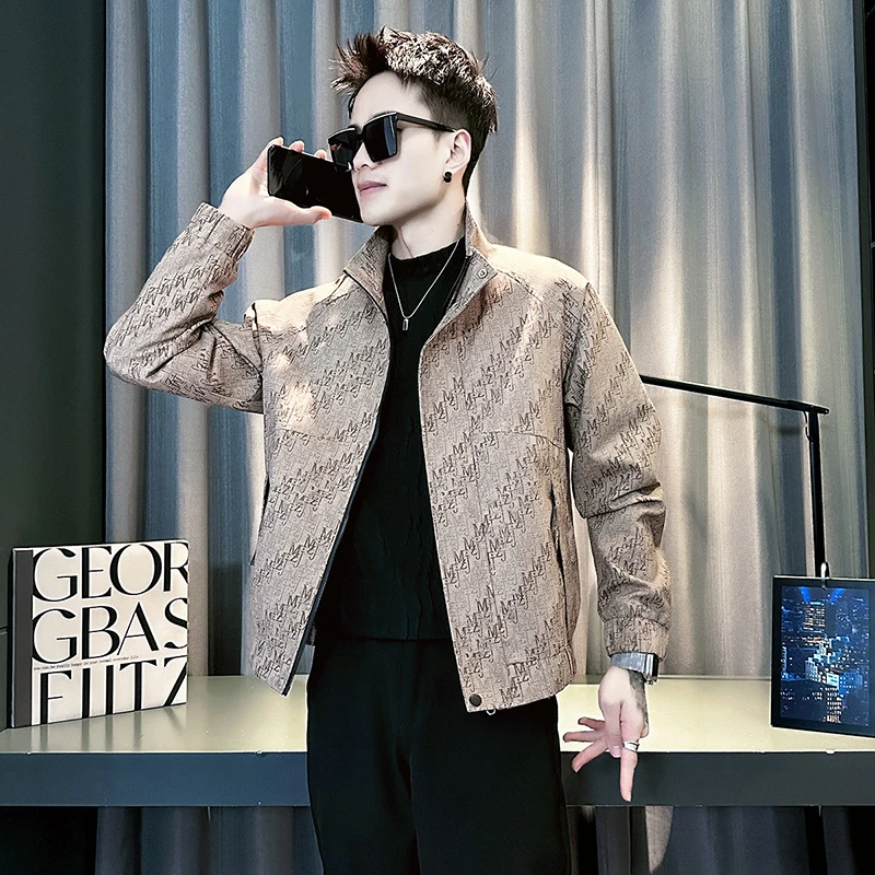 男士春秋外套2025新款痞帅高级感褂子男装休闲短款立领修身夹克潮