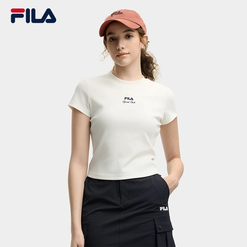 FILA正品夏季女款休闲运动透气时尚显瘦短袖衫F11W539103F