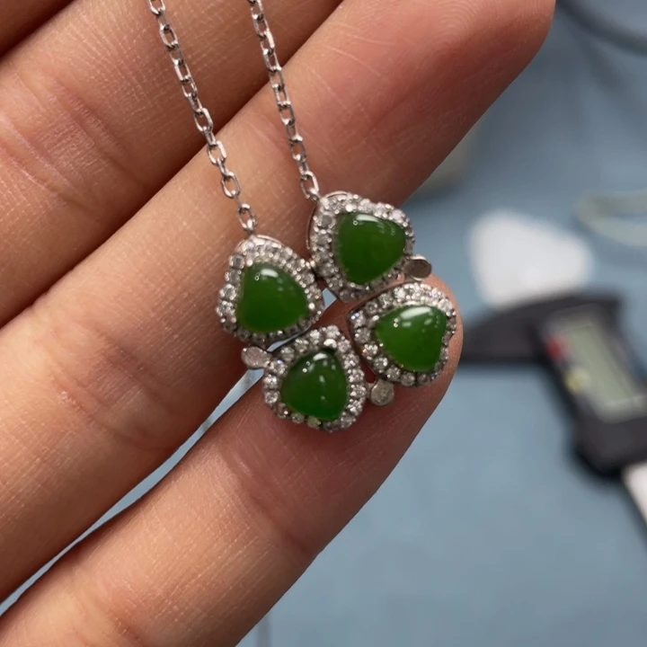 和田玉项链银S925镶嵌