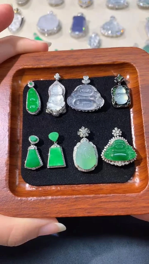 【彩虹盘】翡翠吊坠-18K金镶嵌-多样性发货一件-LF006|CXQ21