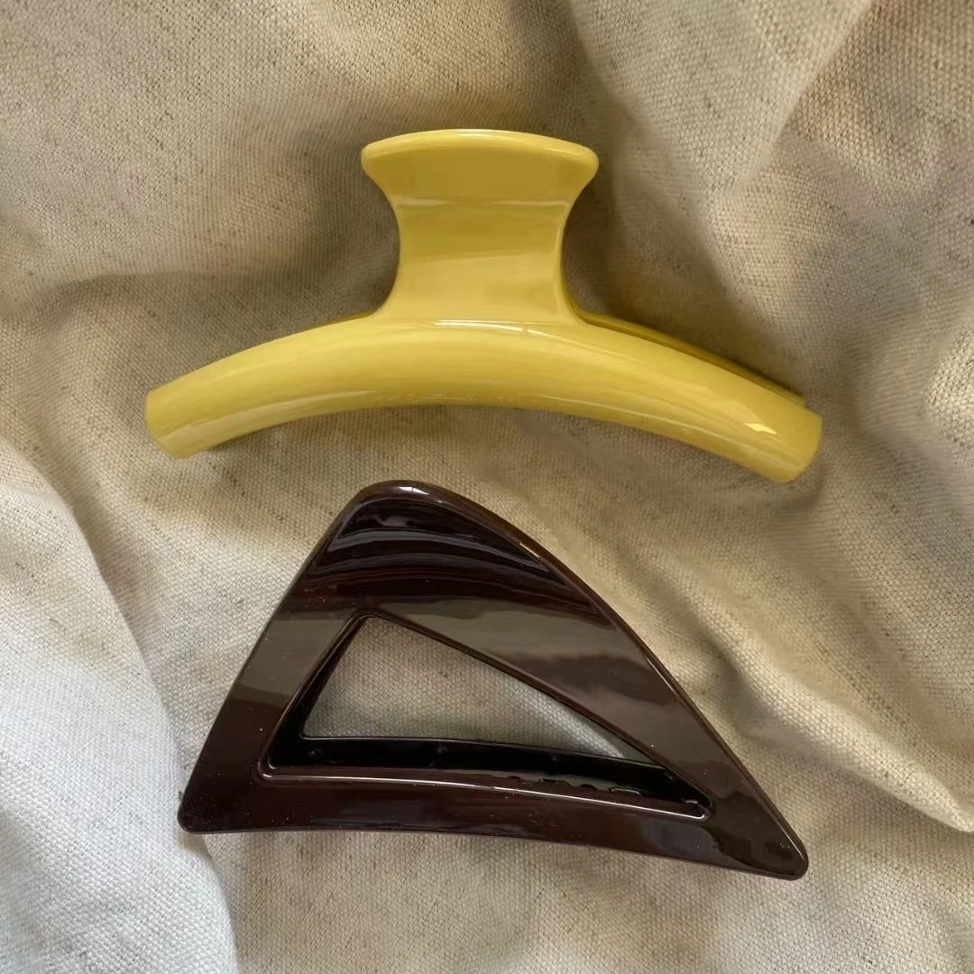 明媚黄色元气少女纯色抓夹后脑勺时尚日常百搭高级感盘发气质发夹