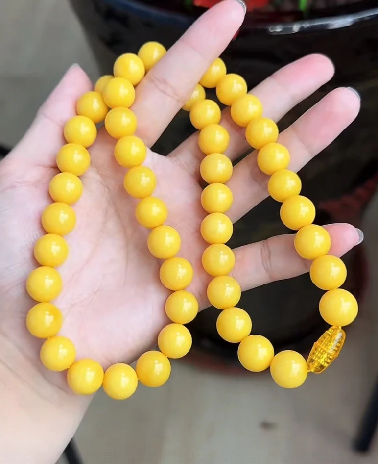 【齐福珠宝】11mm天然原矿色标正黄收藏级项链（多样性发其一）