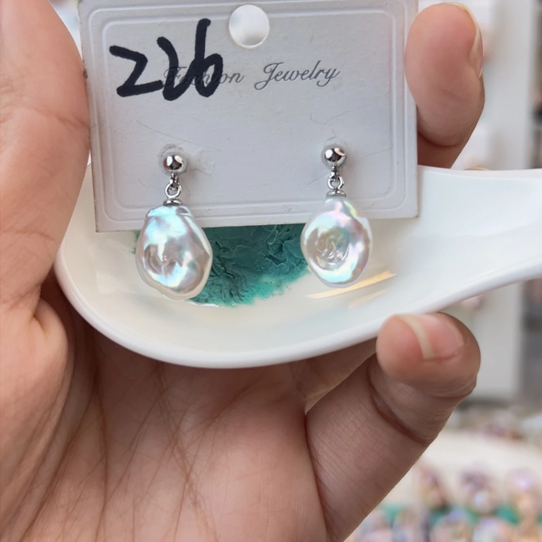 淡水珍珠耳饰银S925镶嵌