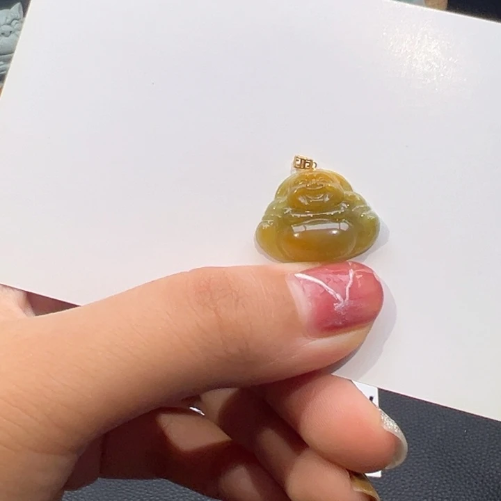 翡翠18K金镶嵌颈饰佛公
